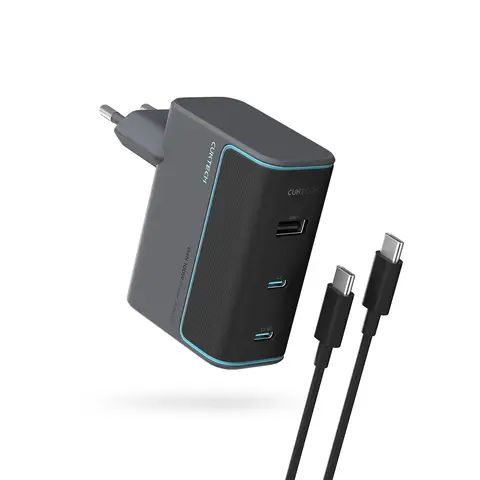 CUKTECH USB‑C 100 W Schnellladegerät, GaN III 3‑Port mit PPS und PD 3.0, für MacBook Air/Pro, AD1003, Farbe: Schwarz