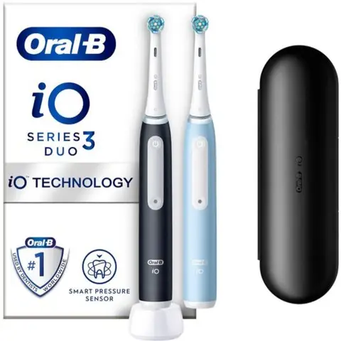 Oral-B iO3 slimme Bluetooth-tandenborstel, blauw, 2 stuks