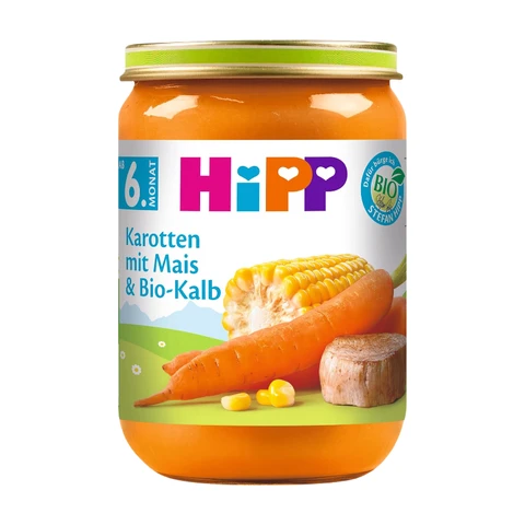 Hipp Karotten mit Mais und Bio-Kalb 6 x 190 g