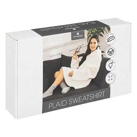 Atmosphera Plaid Sweat Bouclette Ivoire