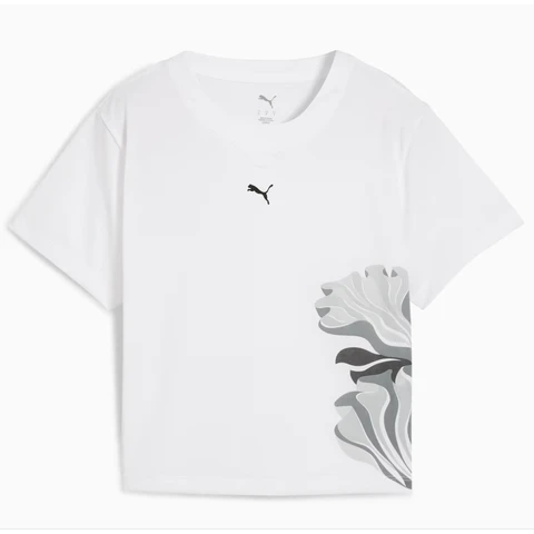 Puma Women's Floral Ribbon Fashion Graphic Tee - Puma White