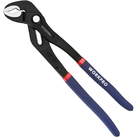 WORKPRO Professional Water Pump Pliers 305 mm, Pipe Wrench Made of Cr-V Steel, Adjustable Quick Release with Groove Sliding Joint Max. Opening: 50 mm