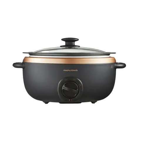 Morphy Richards 461016 Sear & Stew Black/Rose Gold Slowcooker 6.5L, Dishwasher Safe