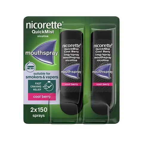 Nicorette Quickmist Cool Berry Mouthspray Quit Vaping Aid 2Units