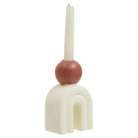 Interiors by Premier Candle Holder Tapered Utica Cream Base/Red