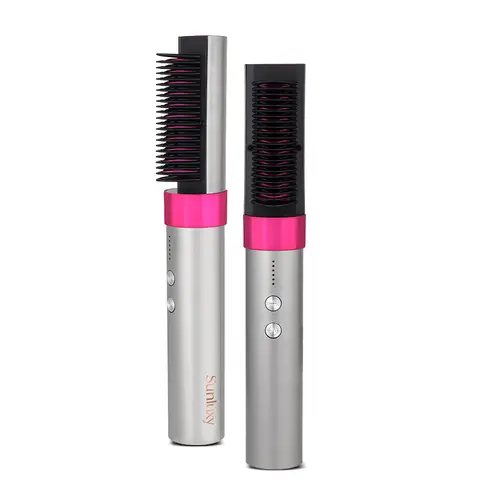 Sunluxy KD382 Brosse lissante ionique Soin capillaire 60 millions d’ions négatifs Plaque en céramique PTC Chauffage rapide 6 réglages de température Batterie au lithium sans fil portable Outil de coiffage maison