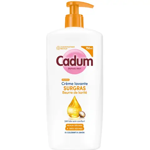 Cadum Maison Peaux Sèches Crème Lavante Surgras Beurre de Karité 750 ml