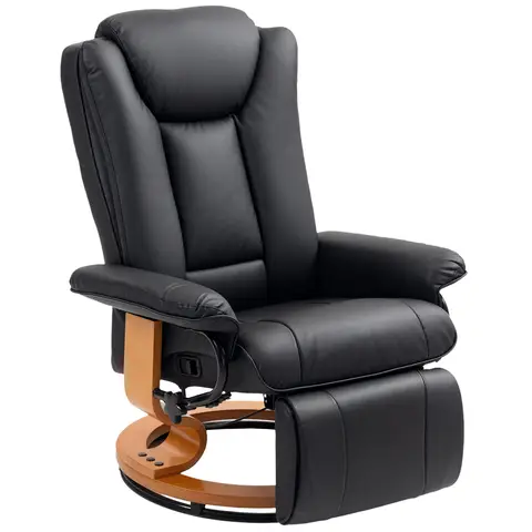 HOMCOM Manual Recliner Chair with Footrest, Upholstered Reclining Armchair with Adjustable Backrest and Steel Frame Black