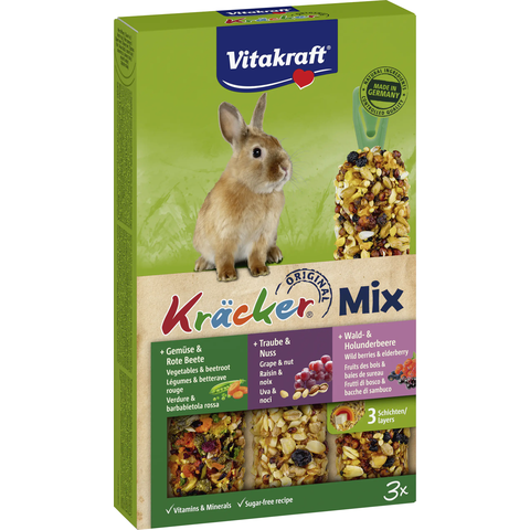 Vitakraft Kaninchen Cracker Mix Gemüse/Traubenkern/Waldbeeren 3 x 56 g