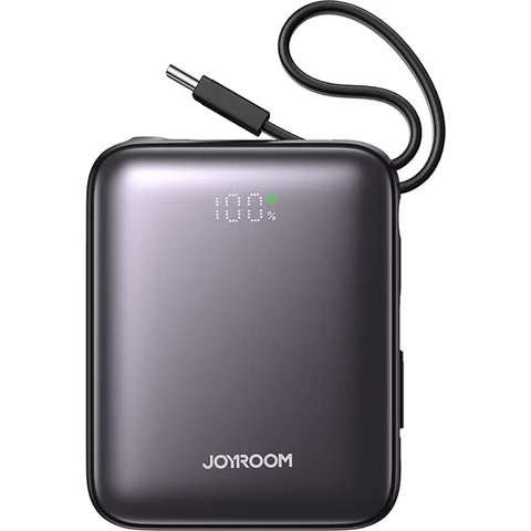 Joyroom JR-PBF27 10000mAh 22,5W Powerbank mit integrierten USB-C- und Lightning-Kabeln - Schwarz