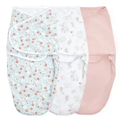 aden + anais™ Essentials Wrap Swaddles 1.0 TOG 0-3 Months 3 Pack Fairy Tale Flowers