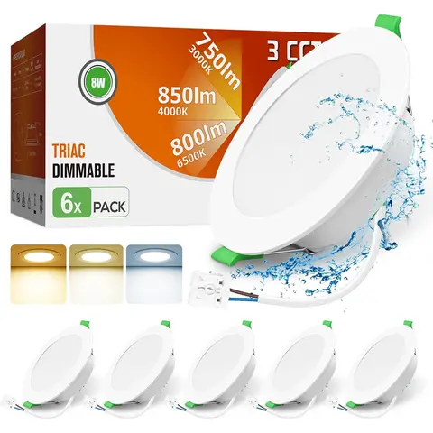 Alusso Lot de 6 luminaires encastrés LED, 230 V, 8 W, 850 LM