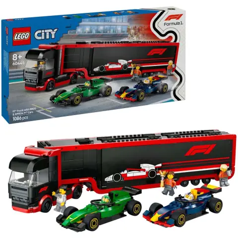 LEGO City 60445 F1 Truck with Red Bull 20 & Aston Martin 24 F1 Cars Set