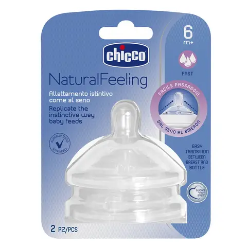 Chicco NaturalFeeling Sauger Fast Flow 6M+ Silikon