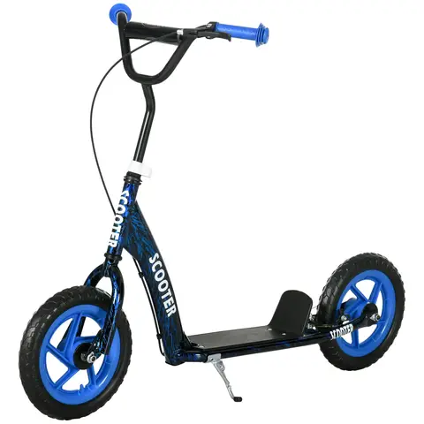 AIYAPLAY Kids Scooter, Big Wheel Kick Scooter with Adjustable Height Handlebar, Non-slip Footplate, Rear Brake, Kick Blue