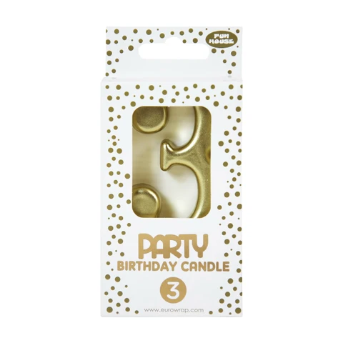 CLAIREFONTAINE Bougie chiffre Or, 3