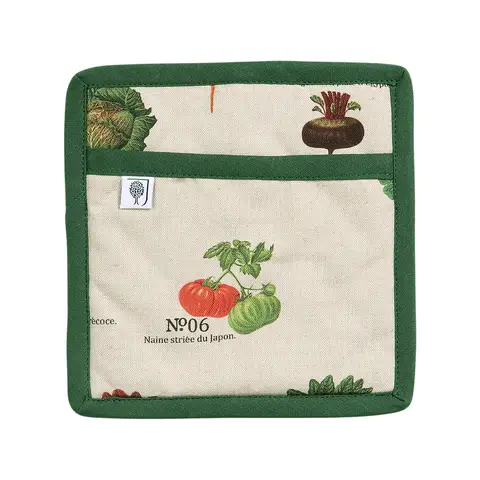 RHS by Dexam Pot Holder Benary Vegetables 100% Cotton Stone/Green