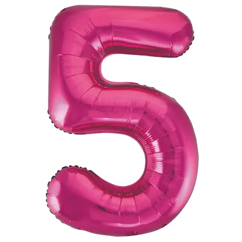 Unique Party Giant Number 5 Balloon, Pink, 86cm