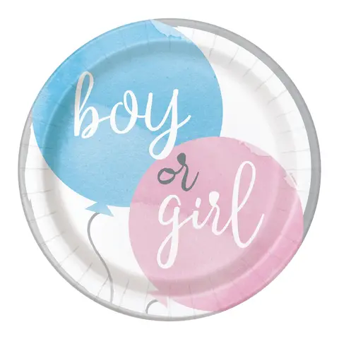 Unique Party Paper Plates, Gender Reveal, 22cm, 8 Pack