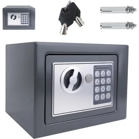 Wandgemonteerde sleutelkluis met combinatieslot, gemaakt van robuust staal, brand- en diefstalbestendig, voor het opbergen van contant geld, sieraden en documenten 4,6 l Grijs