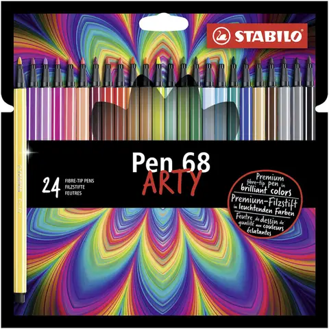 STABILO Pen 68 - Premium Fibre-Tip Pen - ARTY - Pack of 24 - Assorted Colours