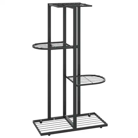 MINGHOU 4-Tier 5-Pot Plant Stand with Black Metal Flower Rack Space-Saving Indoor Outdoor Plant Holder for Home Balcony Garden