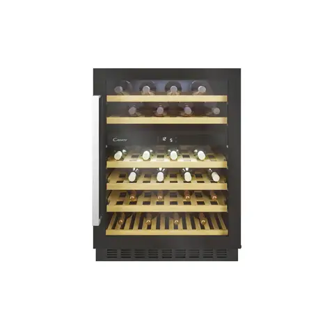 CANDY Integrated 60cm Wine Cooler CCVB 60D UK/N， 46 Bottle Capacity， Black