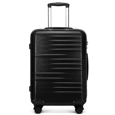24 Inch Medium Check-in Luggage Hard Shell PC Suitcase with 4 Spinner Wheels, TSA Lock and YKK Zipper, Lightweight Durable Travel Suitcase (Black, 64 cm)
