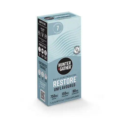 HUNTER & GATHER Restore Electrolytes Unflavoured Hydration Support Sachets Flavour - 7 Sachets
