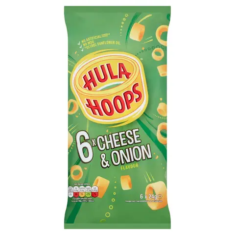 Hula Hoops Cheese & Onion Multipack Crisps 6*24g