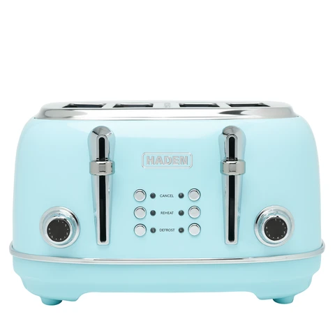 Haden Heritage 4 Slice Retro Toaster, Stainless Steel, Turquoise - 194244