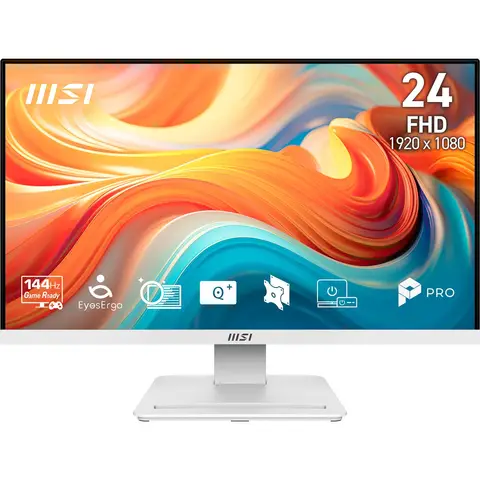 MSI PRO MP241WDE E14V 23,8" Full HD Business Monitor – VA Panel – 144 Hz – 1 ms MPRT – AMD FreeSync – Low Blue Light – Integrierte Kamera – Weißes rahmenloses Design