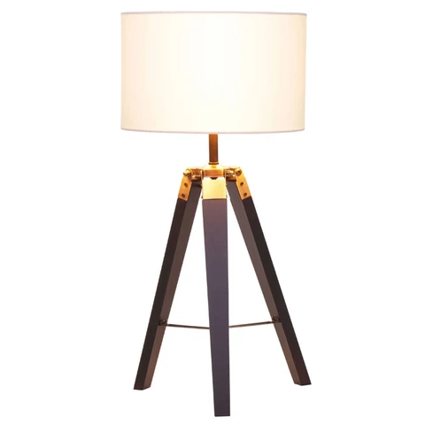 Interiors by Premier Table Lamp Malvern Pine Tripod Black/Cream H:66cm