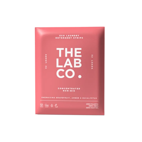 The Lab Co. Laundry Detergent Strips Washing Sheets | Eco Ultra-Concentrated | Non-Bio for Sensitive Skin | Non-Toxic Fragrance | EDC-Free | Lab-Tested | Energising Grapefruit Amber | 32 Loads