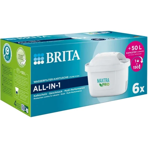 Maxtra Pro All-in-1 Wasserfilterkartusche 6 Stück, Filterkapazität je Kartusche bis zu 150 l