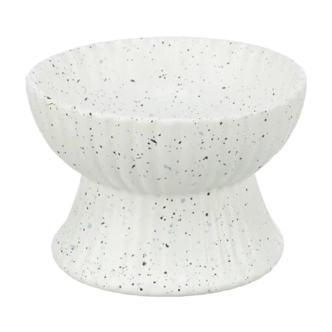 TRIXIE Keramiknapf erhöht für Katzen weiß gesprenkelt 370 ml Ø 14 cm