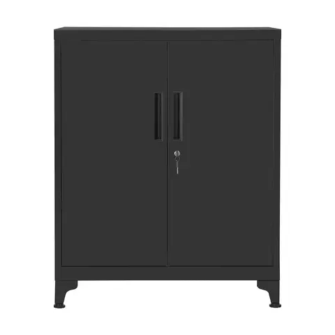 SONGMICSHOME Aktenschrank, Büroschrank mit 2 Türen, Schrank abschließbar, 40 x 80 x 90 cm, schwarz