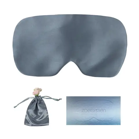 Zoesmien ZSM2321 Sleep Mask, Ultra-Thin Light Blocking Sleep Mask, Mulberry Silk and Polyester Fiber Material, Adjustable Elastic Band, Dark Blue, Home Sleep Use