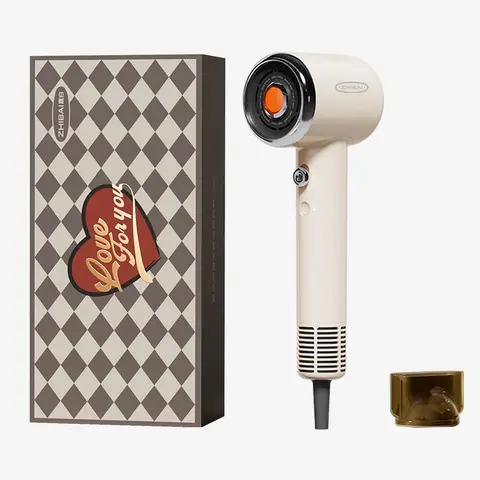 Zhibai retro high-speed hair dryer for home use, with 250 million positive and negative ions for hair care, low noise, 1400W high power, 110000 rpm motor, high wind speed drying, gift box for women's birthdays