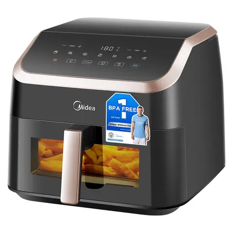 Midea Air Fryer with See-Thru Window - 8.5 L, 8-in-1, Heatexpress Rapid Air Technology, Uses No Oil, Max Crisp, Non-Stick, Flexible Heating +1 Minute Button, Dishwasher Safe, MF-CY85K