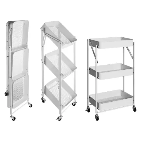 COOKER KING 3-Tier Storage Trolley with 2 Brakes - 45 x 30 x 78 cm - White