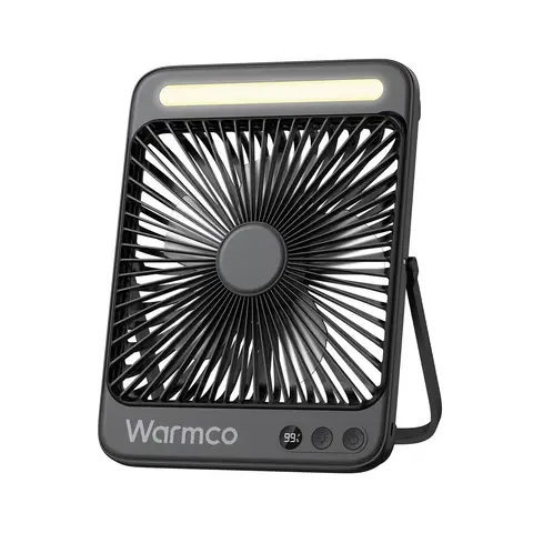 Warmco 20000mAh Battery Powered Fan, 8-Inch Ultra-Slim Portable Camping Fan with LED Lantern, Up to 48H Runtime Rechargeable Desk Fan for Bedroom, Outdoor, Tent, Travel, Cruise Ship Essentials