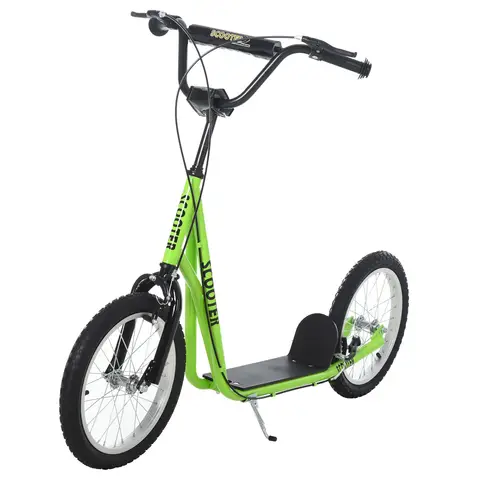 HOMCOM Kick Scooters for Kids with Adjustable Height, Anti-Slip Deck, Dual Brakes, Rubber Tyres, for Boys and Girls Green