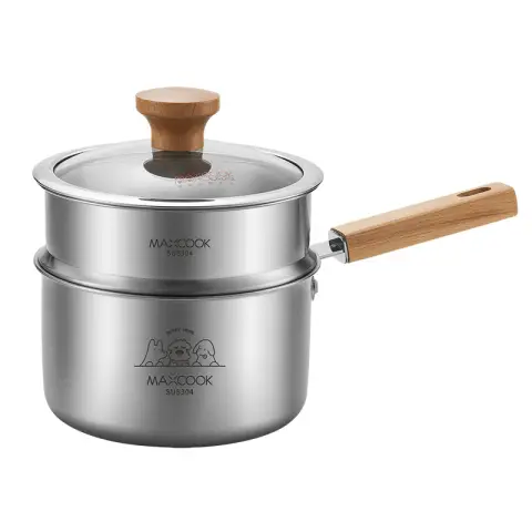 Maxcook 3-Layer Stainless Steel Double-Eared Saucepan - With Steamer - 18cm