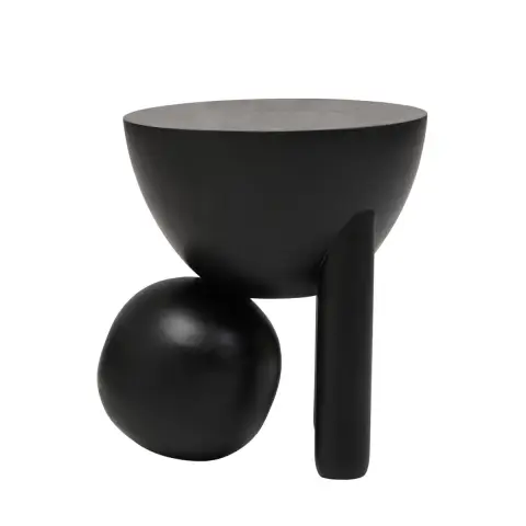 Walsa Black Finish Mango Wood Ball Detail Side Table