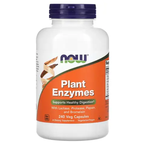 NOW Foods Plant Enzymes Digestion Daily Wellness Support Capsules - 240 Vegan Capsules