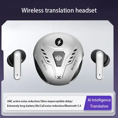 Les écouteurs VoxorAI XH12 Silver avec traduction IA offrent une prise en charge de la traduction en temps réel pour 150 langues. Ces écouteurs Bluetooth pour le jeu sont élégants et conviennent aux études, aux voyages et aux déplacements professionnels.