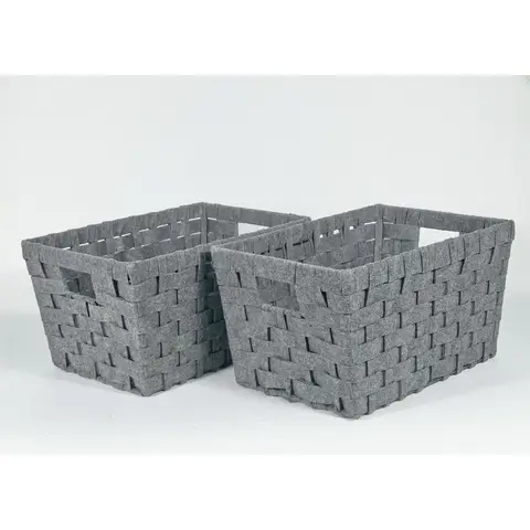 KEVAHOME SET OF 2 FELT WOVEN LARGE STORAGE BASKETS-GREY 15x11x8.25"H