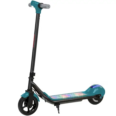 SPORTNOW Electric Scooter for Kids, Lightweight Kids Scooter for Age 6-14 with LED Display, RGB lights, Up to 10km/h Green