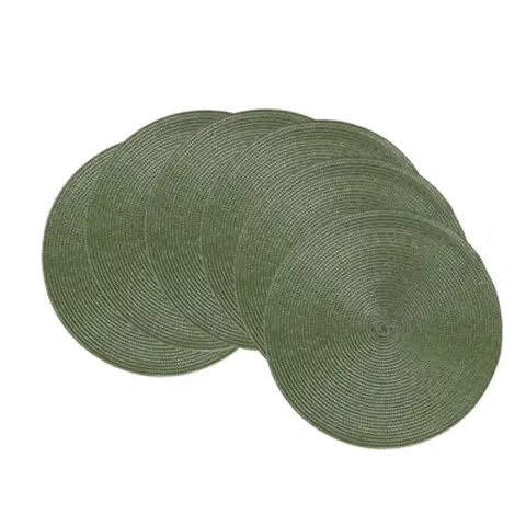 Lot de 6 sets de table ronds tressés 38 cm - Vert herbe